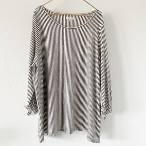 Max Studio Shirt Womens 3X Stripe Loose Fit Stretchy Knit Office to Casual Light